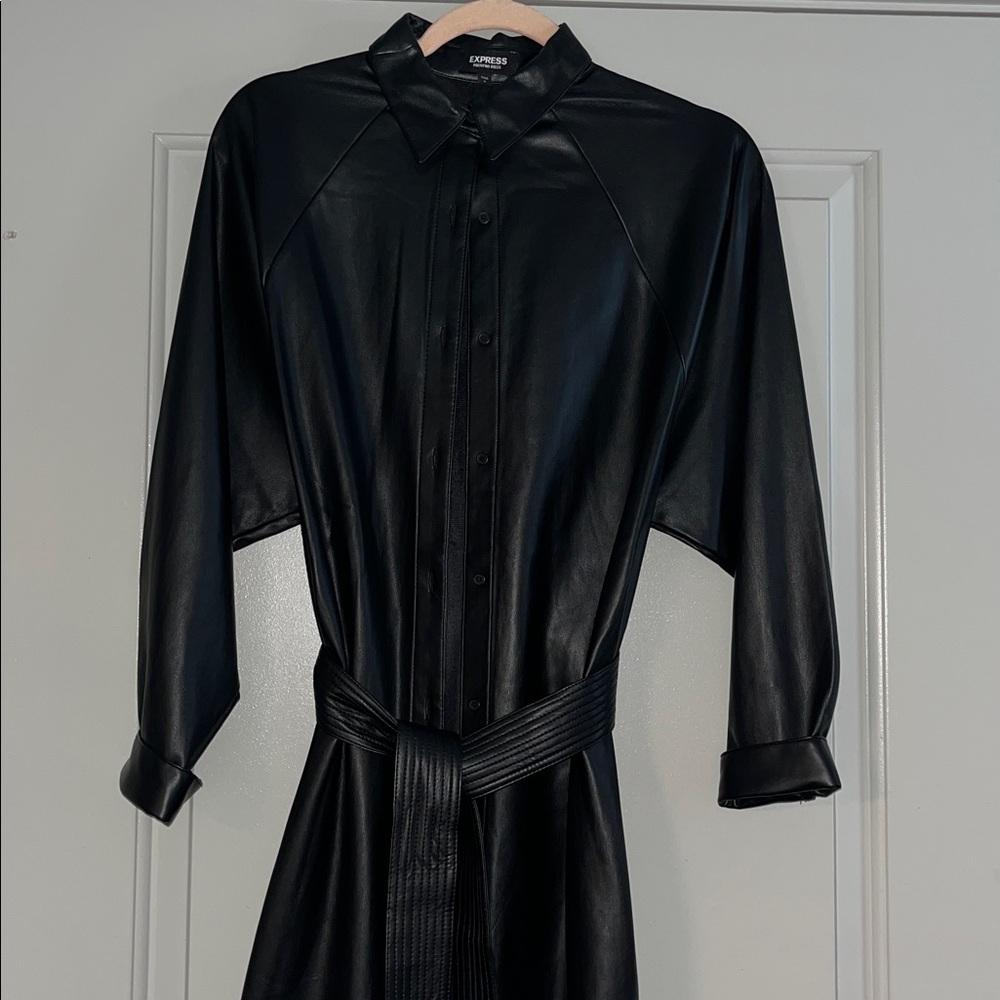 Express Black Long Sleeve Shirt Dress